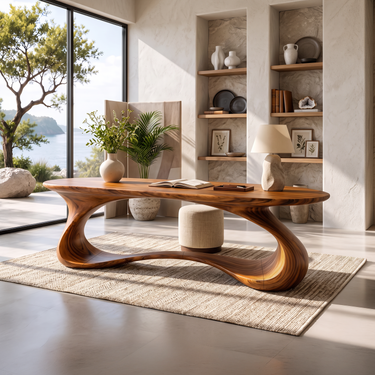Rustic Sculptural Work Desk Living Room Studio