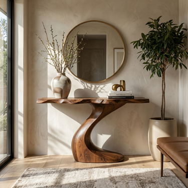 Organic Modern Console Table For Living Room Hallway