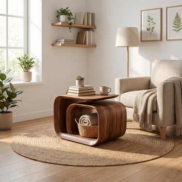 Mid Century Sculptural Side Table For Living Room