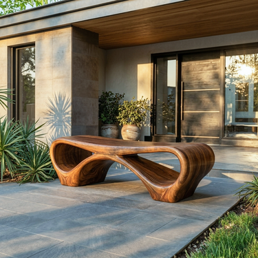 Modern Sculptural Outdoor Bench With Curved Design For Garden