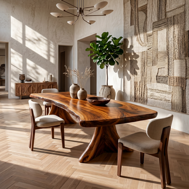 Scandinavian Natural Edge Dining Table For Casual Dining Space