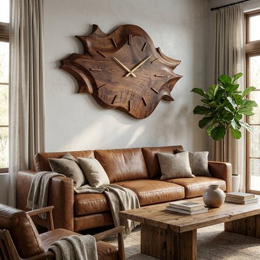 Artistic Wooden Wall Clock For Modern Apartment Living Room