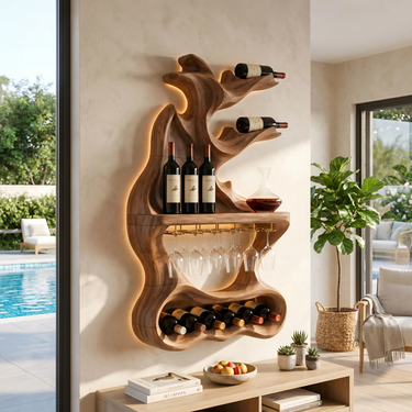 Contemporary Sculptural Wine Organizer For Dining Space