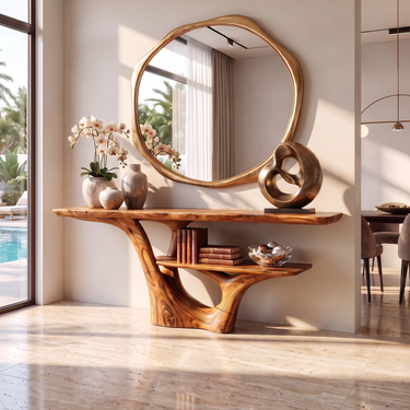 Modern Sculptural Console Table For Luxury Living Room