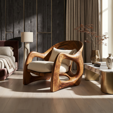 Handcrafted Organic Wood Armchair for Cozy Minimalist Living