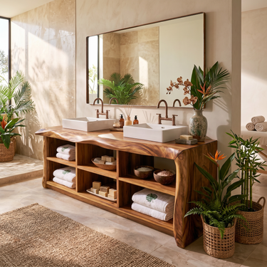 Organic Monkeypod Vanity Unit For Resort Suite