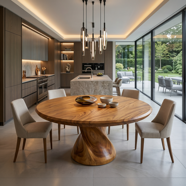 Sculptural Trestle Table For Tropical Dining Room