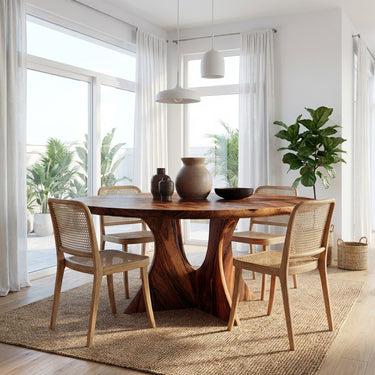 Organic Round Wooden Dining Table For Dining Room