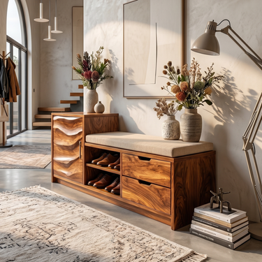 Industrial Shoe Cabinet For Loft Entryway Storage Section
