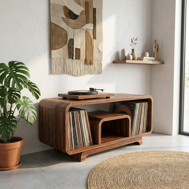 Minimalist Record Storage Stand For Lounge