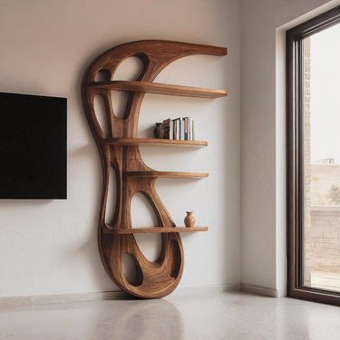 Modern Organic Bookshelf For Living Room Interior Decor
