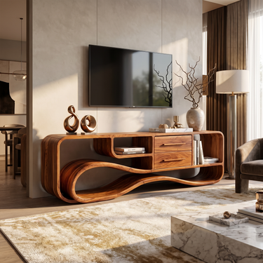 Modern Wood Media Console For Living Room