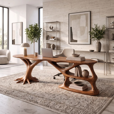 Contemporary Sculptural Storage Desk Home Office Studio