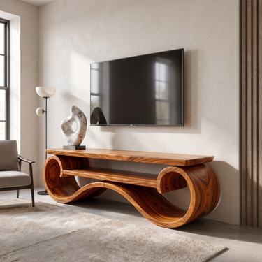Modern Sculptural TV Stand For Living Room