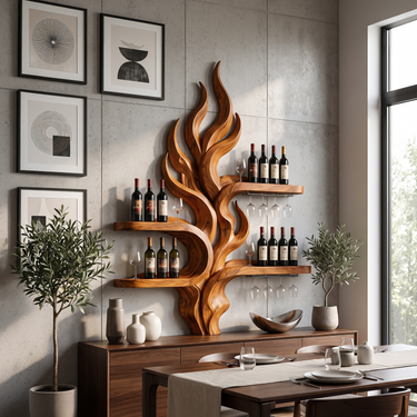Handcrafted Organic Modern Wine Holder For Home Bar
