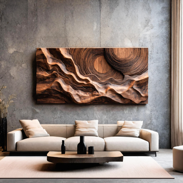 Abstract Wall Art With Layered Waves For Living Room