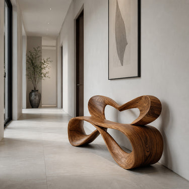 Modern Bench With Heart-Shaped Backrest For Hallway