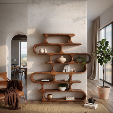 Organic Oval Bookshelf For Living Room Or Creative Studio