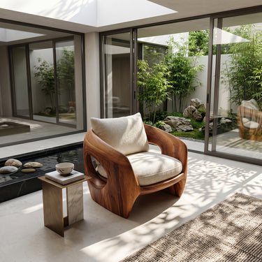 Luxury Sculptural Wooden Armchair For Reading Nook