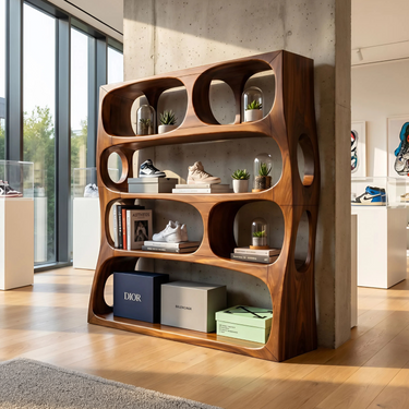 Farmhouse Sculptural Bookshelf Storage Organizer For Home Office