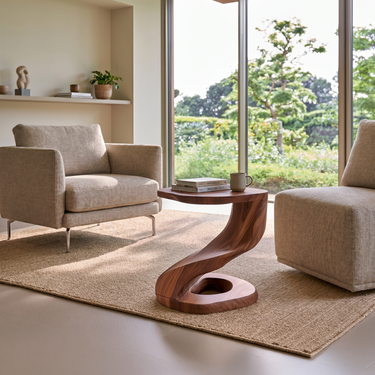 Rustic Curved Side Table For Living Room