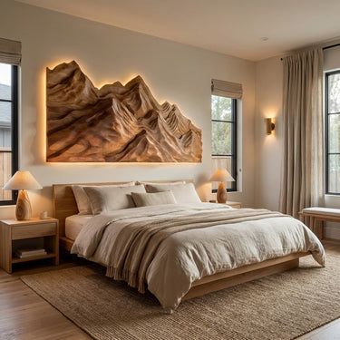 Artistic Wood Wall Art Layers Mountain Design For Living Room
