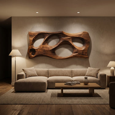 Modern Organic Sculpture Wood Wall Art For Living Room