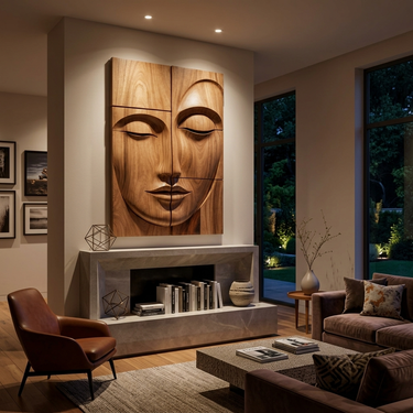 Modern Buddha Face Wall Art For Living Room And Entryway