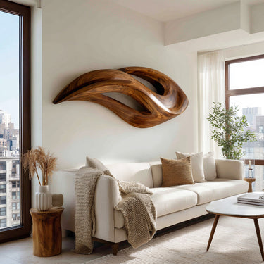 Contemporary Wood Wall Art With Unique Carved For Living Room