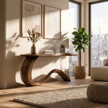 Mid Century Abstract Console Table For Office Living Room