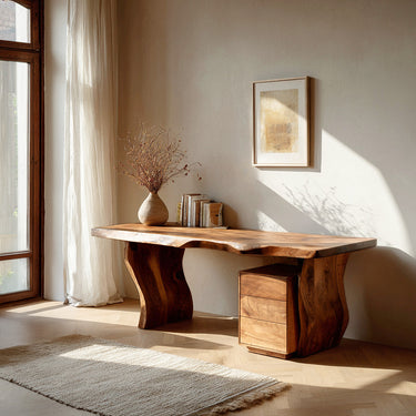 Modern Curved Wooden Desk For Elegant Home Office