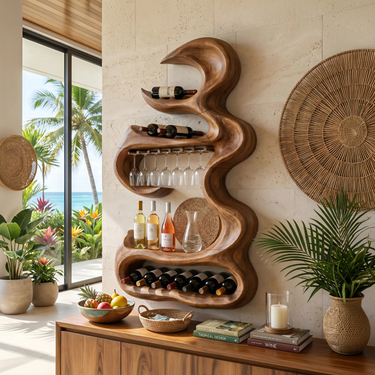 Rustic Landscape Bottle Display For Entertaining Space