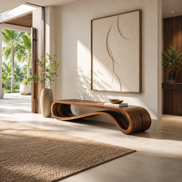 Modern Organic Curved Bench For Hallway Furniture Accent