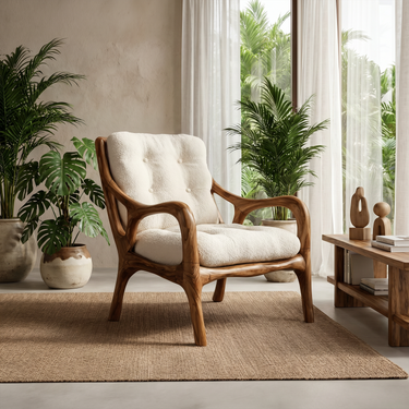 Organic Modern Wooden Lounge Chair For Living Room