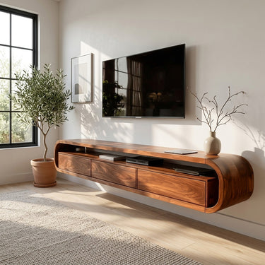 Modern Wooden Floating TV Stand For Living Room Storage