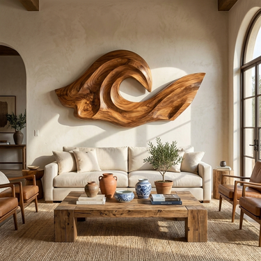 Ocean Wave Inspired Wood Wall Art For Living Room Decor