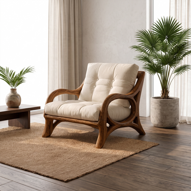 Minimalist Wooden Armchair For Living Room