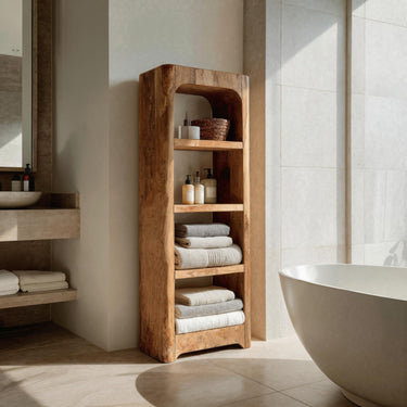 Handcrafted Wooden Bathroom Cabinet With Four Tiers For Bathroom