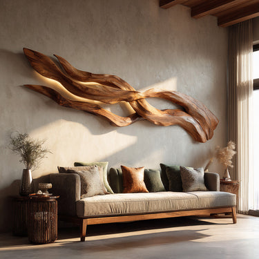 Contemporary Sculptural Wood Wall Art For Home Style