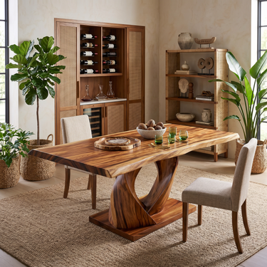 Organic Entertaining Table For Tropical Wine Room