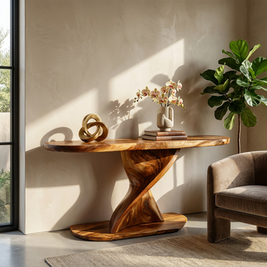 Mid Century Organic Console Table For Foyer