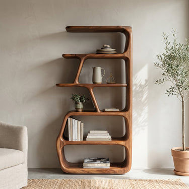 Rustic Wooden Standing Shelf For Apartment Storage
