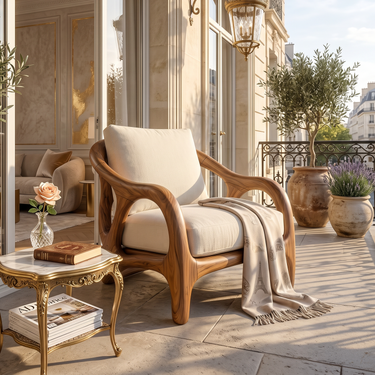 Modern Organic Wooden Armchair Grand Entryway
