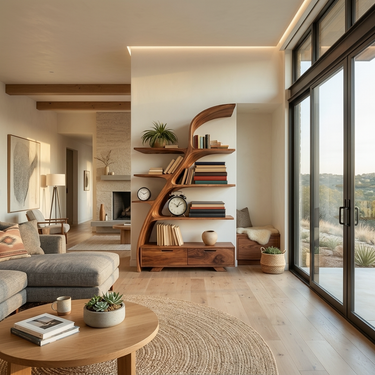 Modern Wooden Bookshelf For Living Area