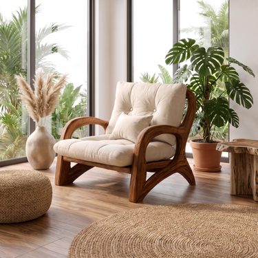 Contemporary Organic Wood Chair For Bedroom