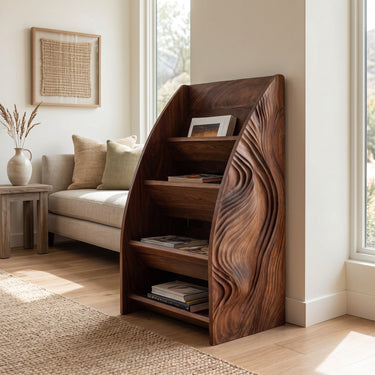 Modern Wooden Arched Magazine Rack For Living Room
