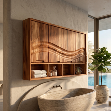 Coastal Wave Front Bathroom Cabinet Beach Bathroom
