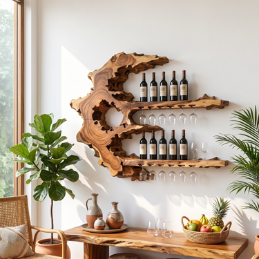 Handcrafted Rustic Wall Wine Rack For Wine Cellar