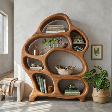 Mid Century Open Bookshelf For Living Space