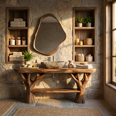 Mid Century Bathroom Vanity For Powder Room